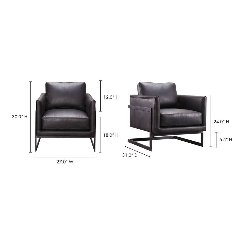 Aurelle Home Industrial Top Grain Leather Accent Chair