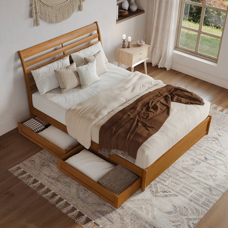 Emelie Platform Bed with Panel Footboard and Storage Drawers