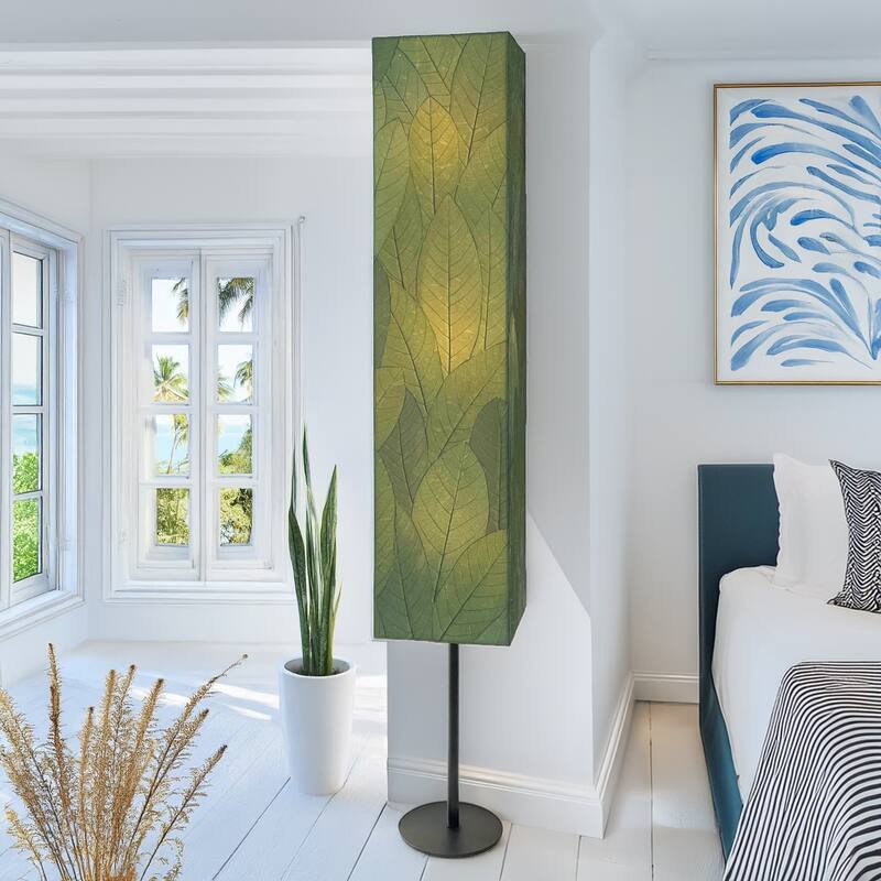 Eangee Handmade Sequoia Giant Floor Lamp, Cocoa Leaves Shade, 12 x 10 x 72 in. - 10 x 8 x 72 - Green