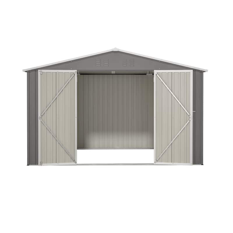 GDFStudio - Evelyn Spacious Outdoor Waterproof Tool Storage Shed with Durable Metal Frame