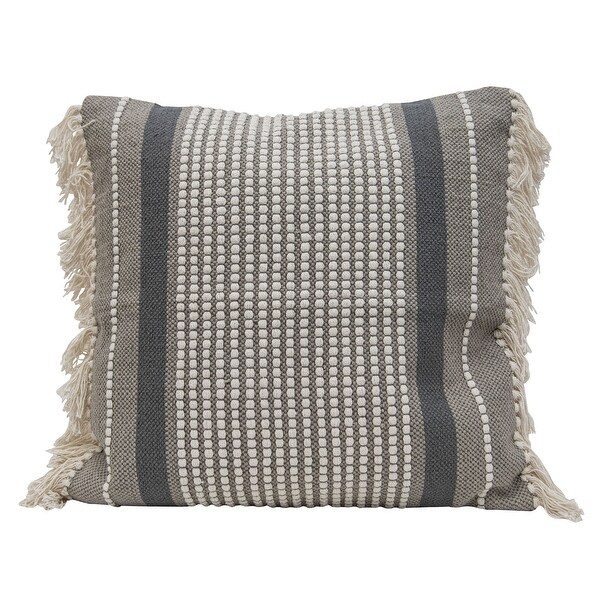 Foreside Home Garden 24x24 Woven Gray Cotton w Poly Fill Pillow