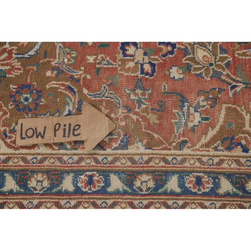 Orange Traditional Mashad Persian Vintage Rug Handmade Wool Carpet - 6'3"x 9'0"