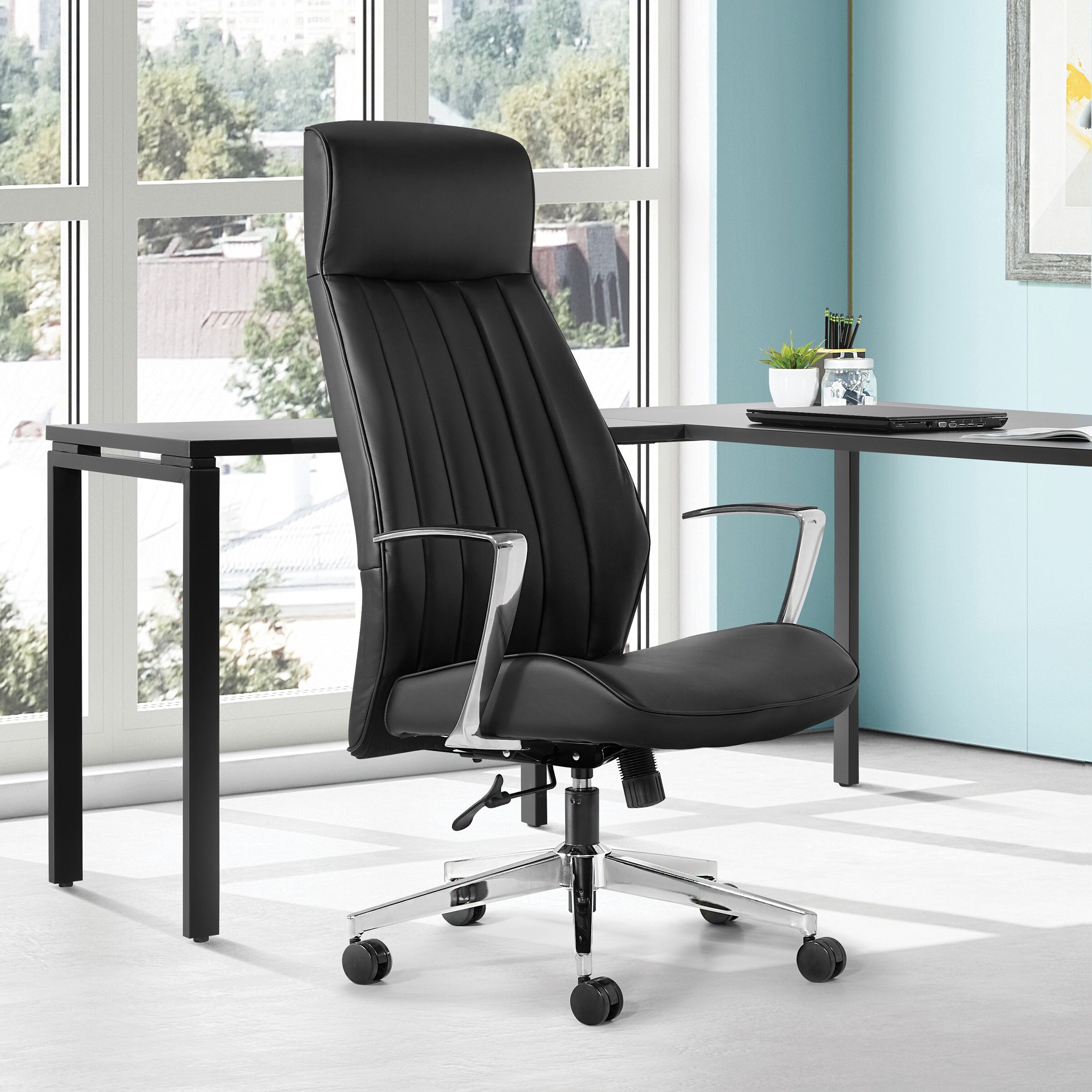 Ribbed office chair with high back outlet