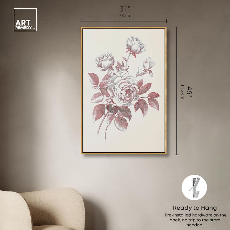 Breezy Red Pencil Blooms II Canvas by Art Remedy