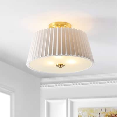 SAFAVIEH Lighting Alexandra Flush Mount - 16" W x 16" D x 11" H - Brass Gold/White - 16Wx16Dx11H