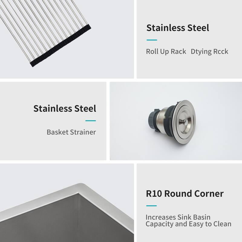 Undermount 16 Gauge Single Bowl Stainless Steel Kitchen Sink in Brushed Nickel