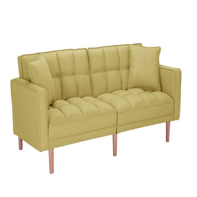 LUXMOD Futon Sleeper Sofa With 2 Pillows Fabric