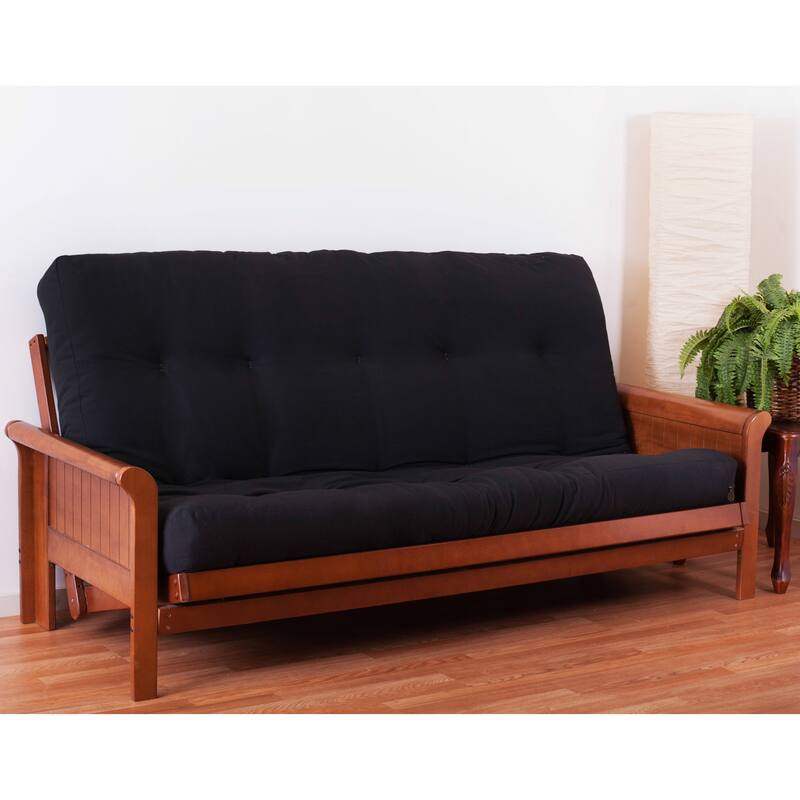 7-inch Thick Twill Futon Mattress (Twin, Full, or Queen) - Black - Queen