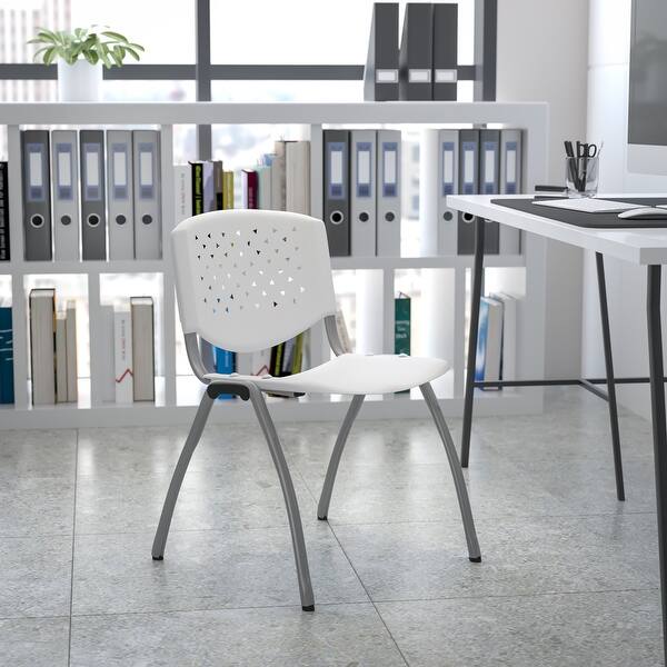 slide 1 of 77, Powder-coated Metal/ Plastic Stackable Chair (Set of 5) White
