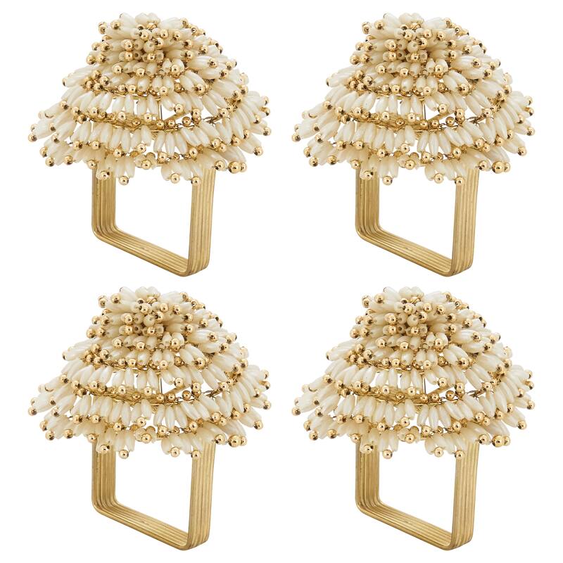 Napkin Rings With Beaded Design (Set of 4)