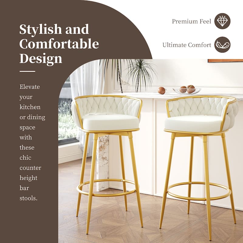 Christopher Knight Home - Lila Modern Gold Finish Swivel Counter Height Bar Stools (Set of 2 )