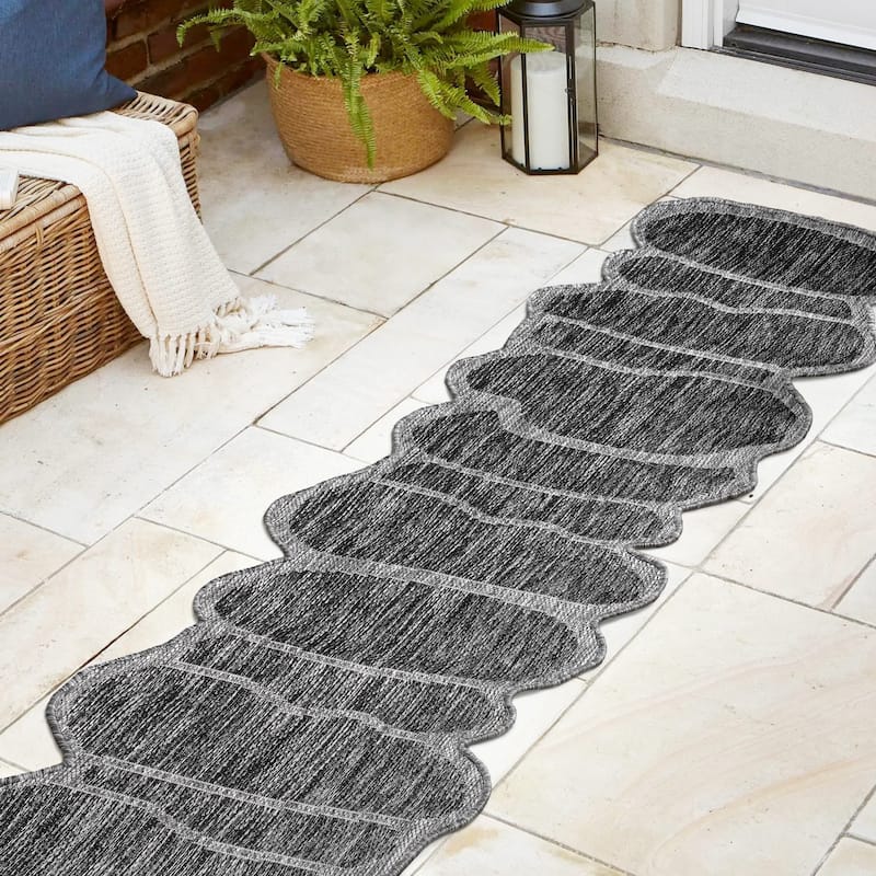JONATHAN Y Jasper Modern Rustic Abstract Indoor/Outdoor Shaped Area Rug