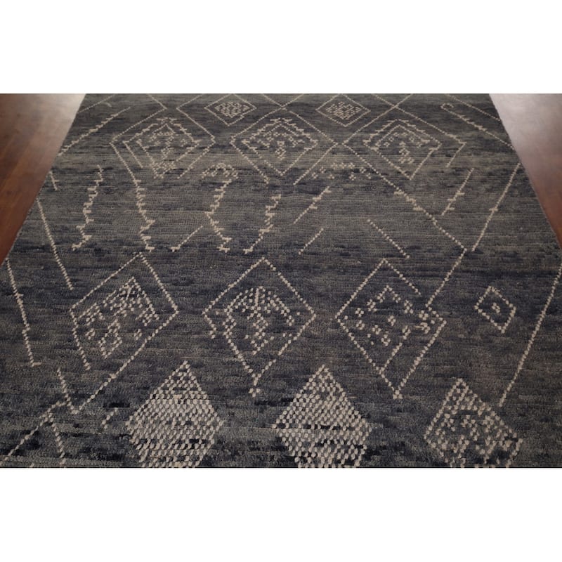 Blue & Gray Moroccan Area Rug Hand-Knotted Wool Carpet - 5'11"x 10'0"