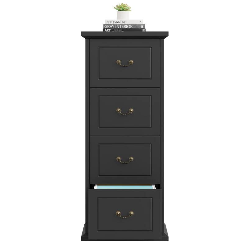 51-Inch Tall 4-Drawer File Cabinet Wood Vertical Storage Cabinet for Home Office A4/Letter/Legal Files