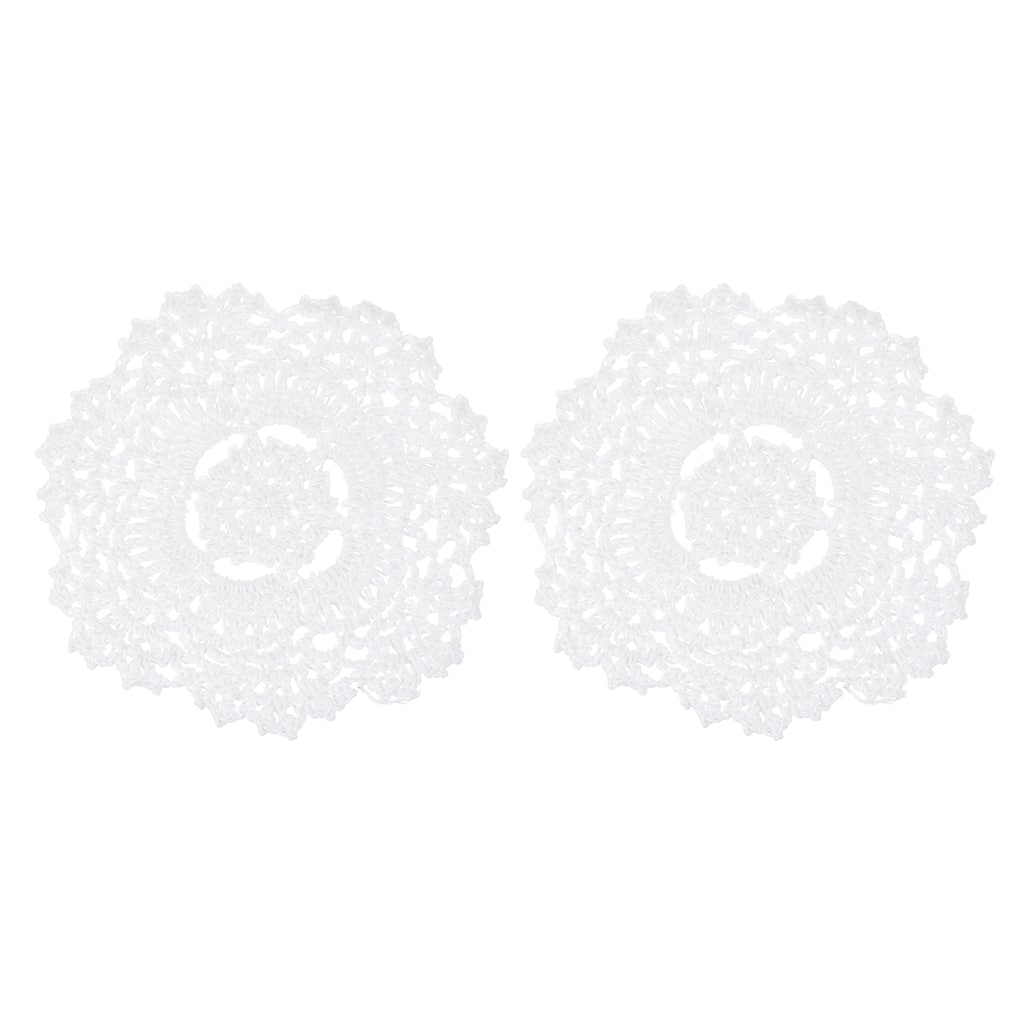Crochet Doilies, 2 Pcs Handmade Lace Crochet Placemat Coaster, White