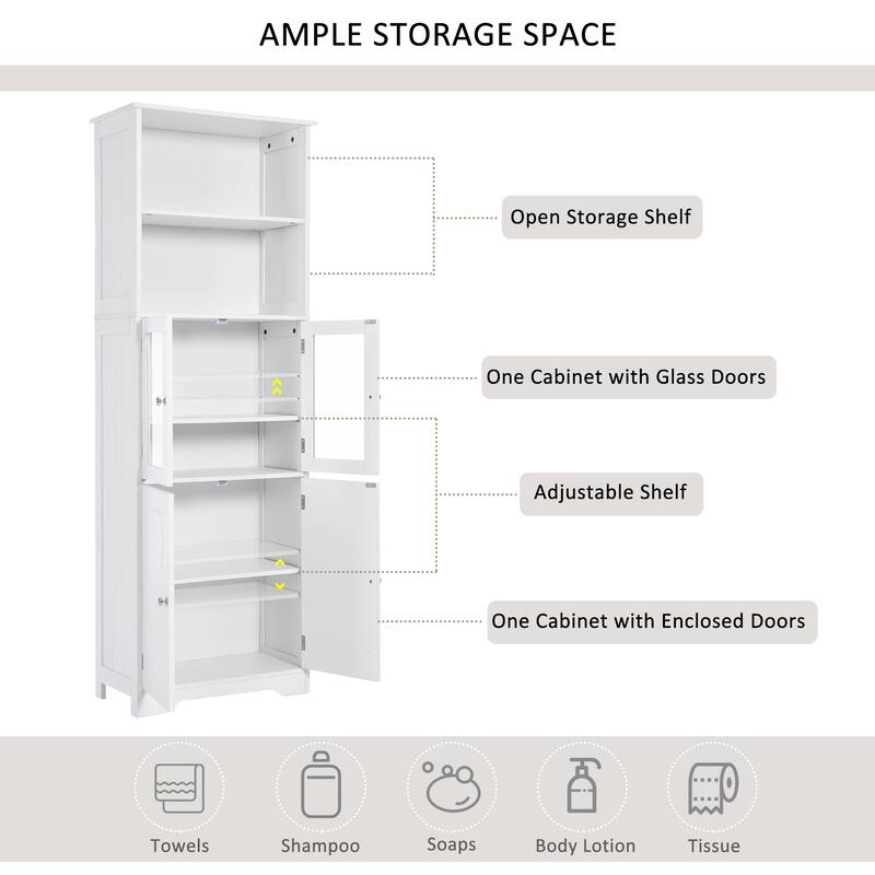 Tall Storage Cabinet with Shelves and Doors, MDF Board