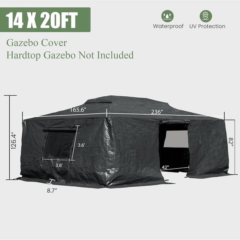 Domi 8' x 8' Universal Winter Gazebo Cover, All Season Waterproof Enclosed Cover with Sidewalls & Ventilated Mesh Windows, White