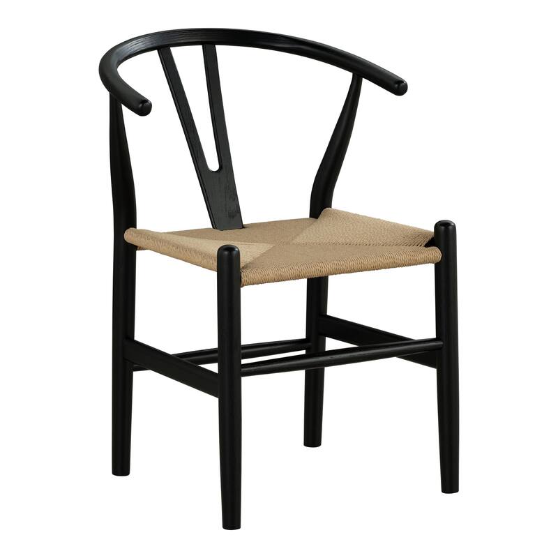 Furniture of America Farre Mid-Century Modern Black Solid Wood Rounded Dining Chairs (Set of 2)