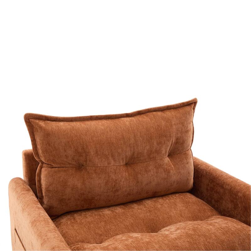Swivel Barrel Chair - Mid Century Modern Chair, Thick Padded Arm Chair with Solid Metal Base, Comfortable Single Sofa Chair