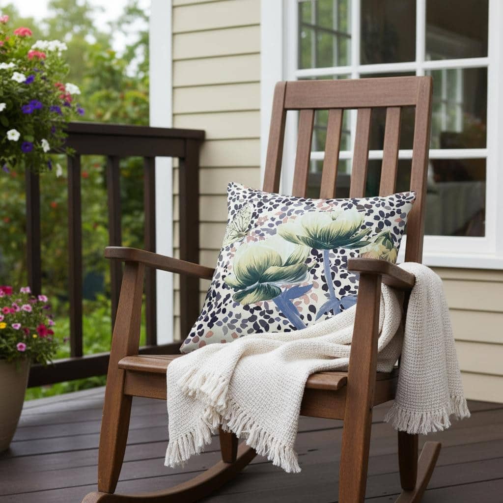 HomeRoots Set of Two 16" X 16" Blue and Green Butterfly Blown Seam Floral Indoor Outdoor Throw Pillow - 16.00' X '16.00' X '5.00