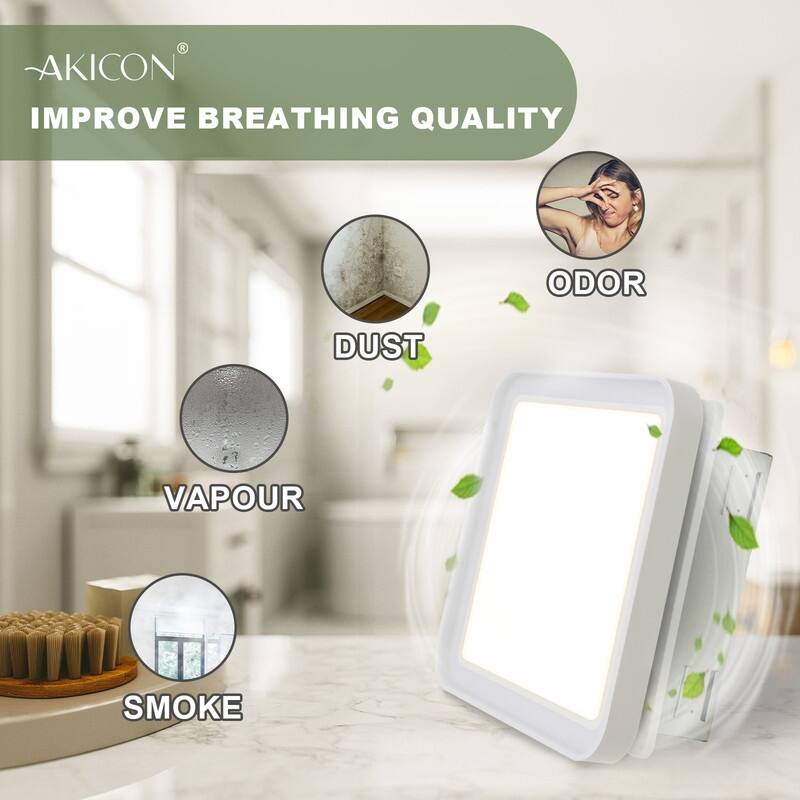 Akicon 100 CFM Bathroom Exhaust Fan with Light, DC Motor