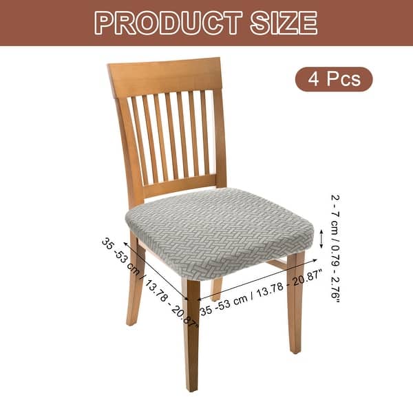 dimension image slide 6 of 9, Chair Seat Covers, Chair Cushion Slipcovers, Waterproof Seat Protector for Dining Room, Kitchen - 4Pcs