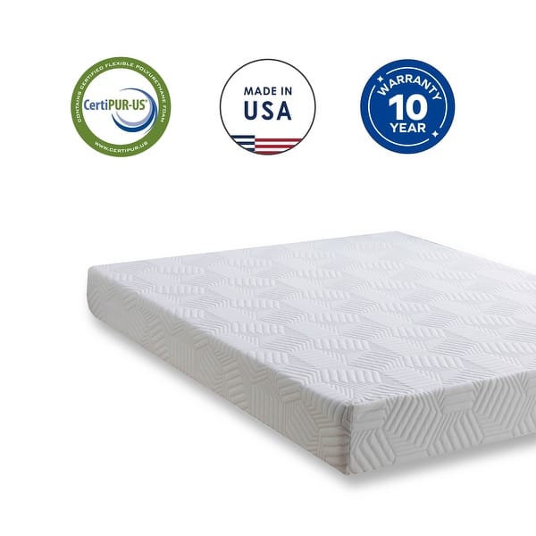 12 Inch Twin Gel Memory Foam Mattress, White, Green Tea and Cooling Gel