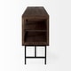 preview thumbnail 26 of 47, Arelius Light Brown w/ Black Metal Base 4 Door Glass Cabinet Sideboard - 70.0L x 18.0W x 32.0H