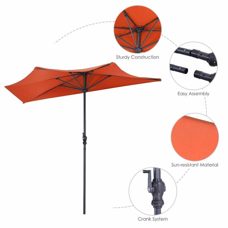 9' Half Round Patio Umbrella Sunshade