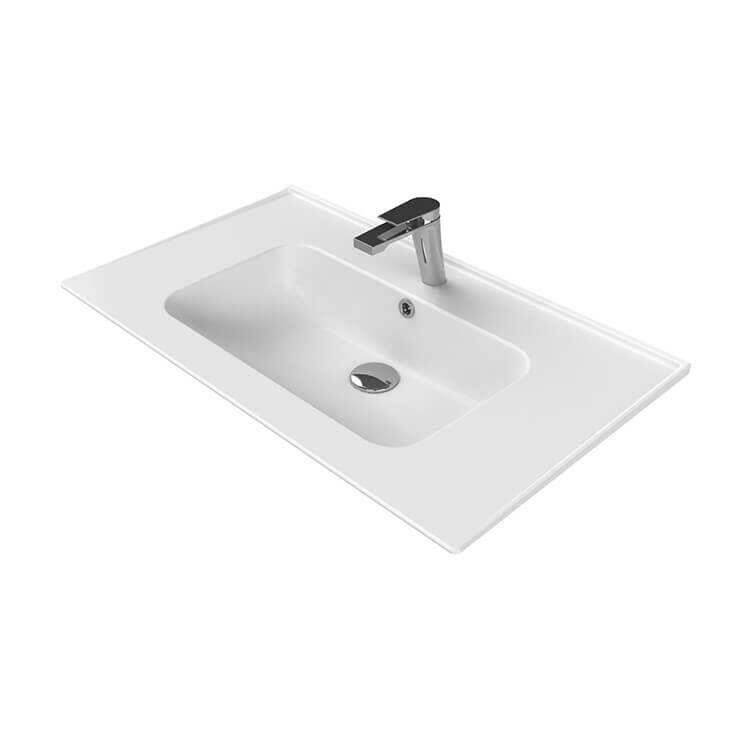 Nameeks CeraStyle 042300-U-One Hole Blue 31-1/2" Rectangular Ceramic