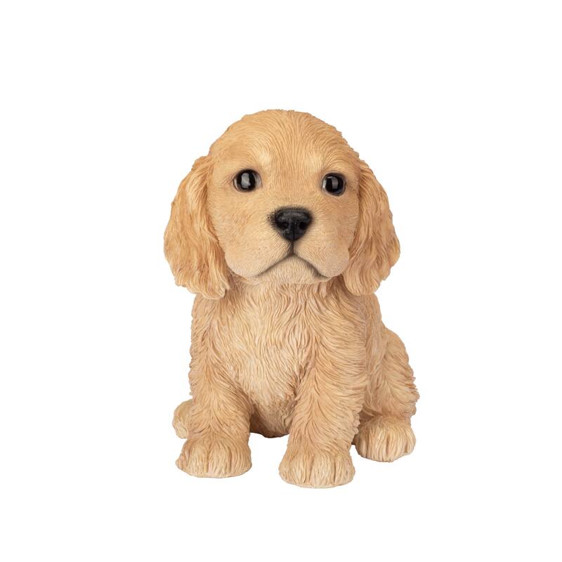 Sitting Cocker Spaniel Puppy Outdoor Garden Statue - 6" - Brown