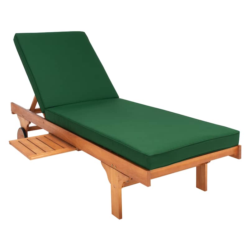 SAFAVIEH Outdoor Aubrie Adjustable Chaise Lounge Chair with Wheel.