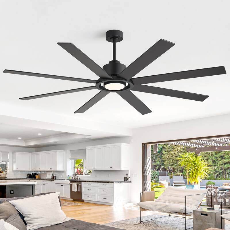 72 Inch 8-Blade Large Ceiling Fan with Dimmable LED Light and Remote