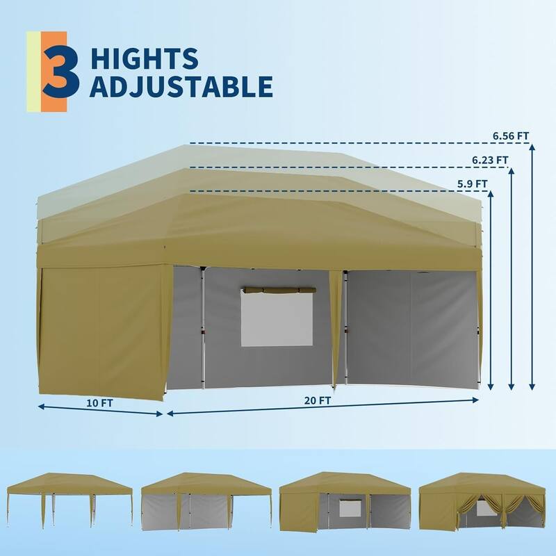 10X20 Pop Up Canopy Tent with 4 Sidewalls for Events, Parties, Camping