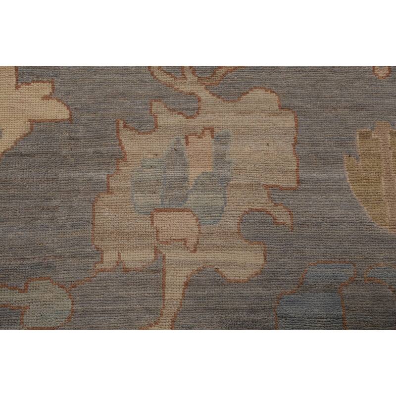 Hand Knotted Oriental 100% Wool Carpet Transitional All-Over Greys & Charcoal Oushak Area Rug - 14' 0'' X 10' 1''