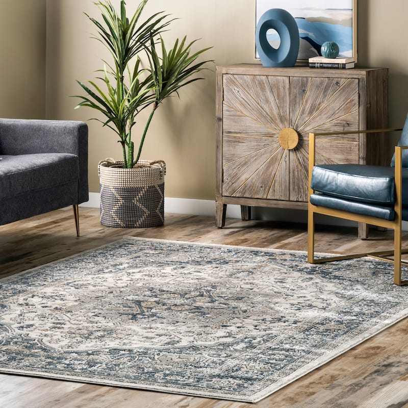 Nuloom Darcie Traditional Medallion Area Rug - 4' x 6' - Grey - Rectangle