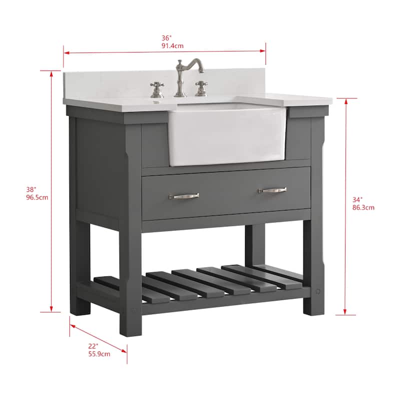 Sudio Design Wesley 36" Bathroom Vanity - 36" Single Sink - Grey