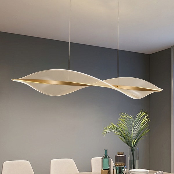 Modern Painted Gold Acrylic Craft Design LED Pendant Light for Kitchen Island Dining Room