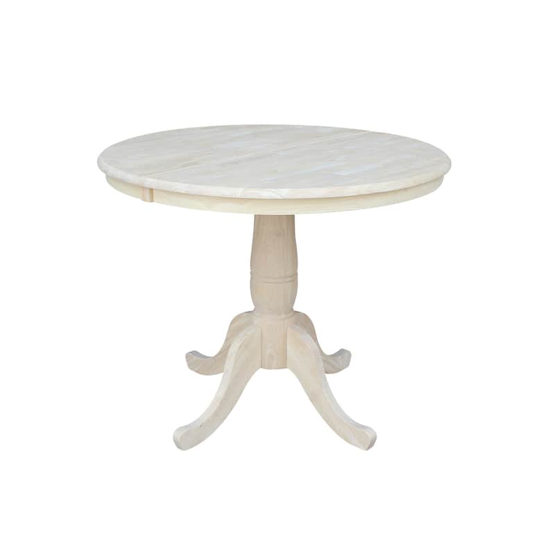 The Gray Barn Jalisco 36-inch Round Top Pedestal Table with 12-inch Leaf - Dining Height - Unfinished