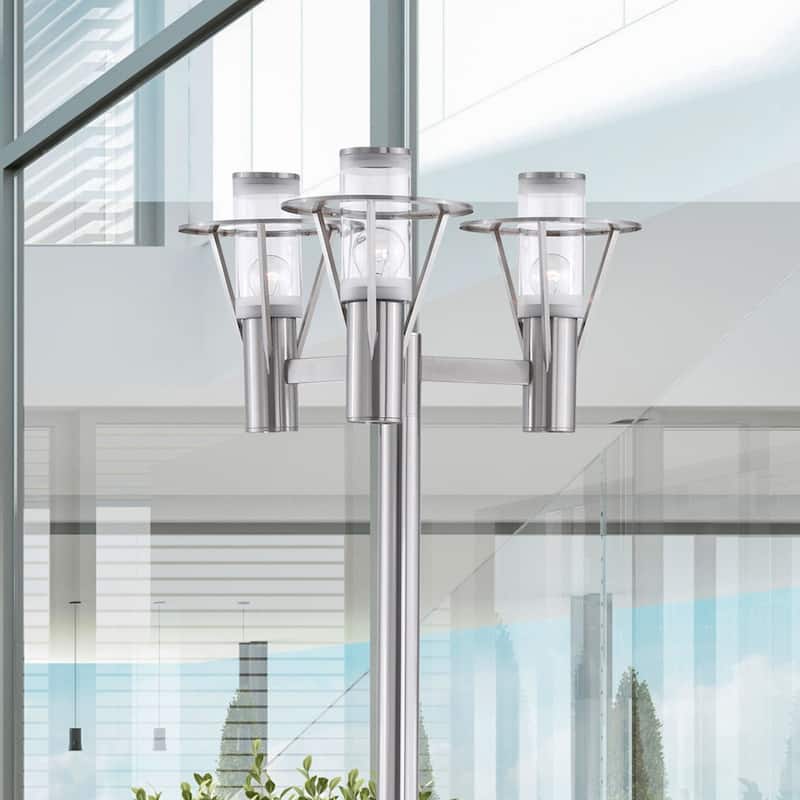Eglo Belfast 3-light Stainless Steel Outdoor Post Light with Clear Glass