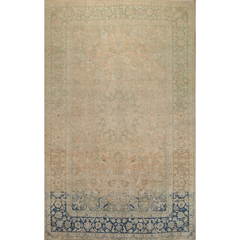 Hand Knotted Oriental 100% Wool Carpet Traditional Floral Oranges & Rust Kashan Area Rug - 13' 1'' X 9' 6''