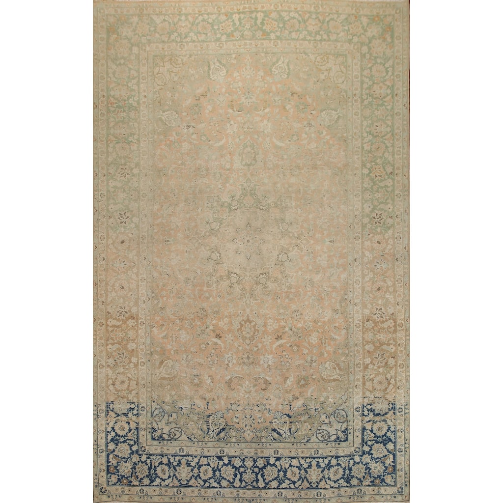 Hand Knotted Oriental 100% Wool Carpet Traditional Floral Oranges & Rust Kashan Area Rug - 13' 1'' X 9' 6''