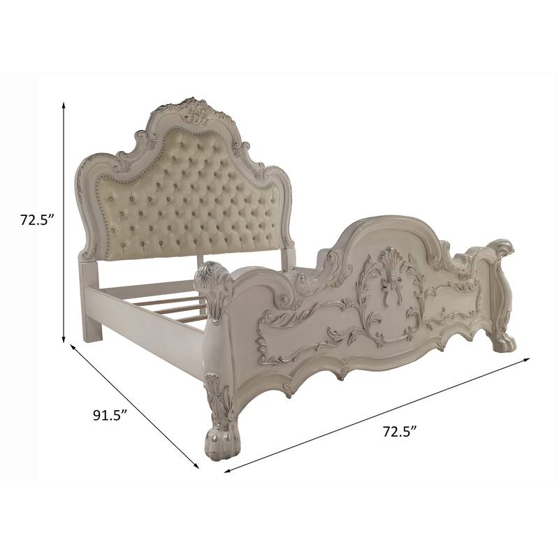 Adison Ivory and Bone White Queen Bed with Button Tufted