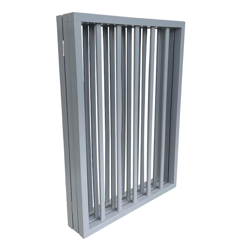 72 inch Freestanding 4-Panel Folding Wood Pet Gate - Grey - 72"Lx1"Wx24"H