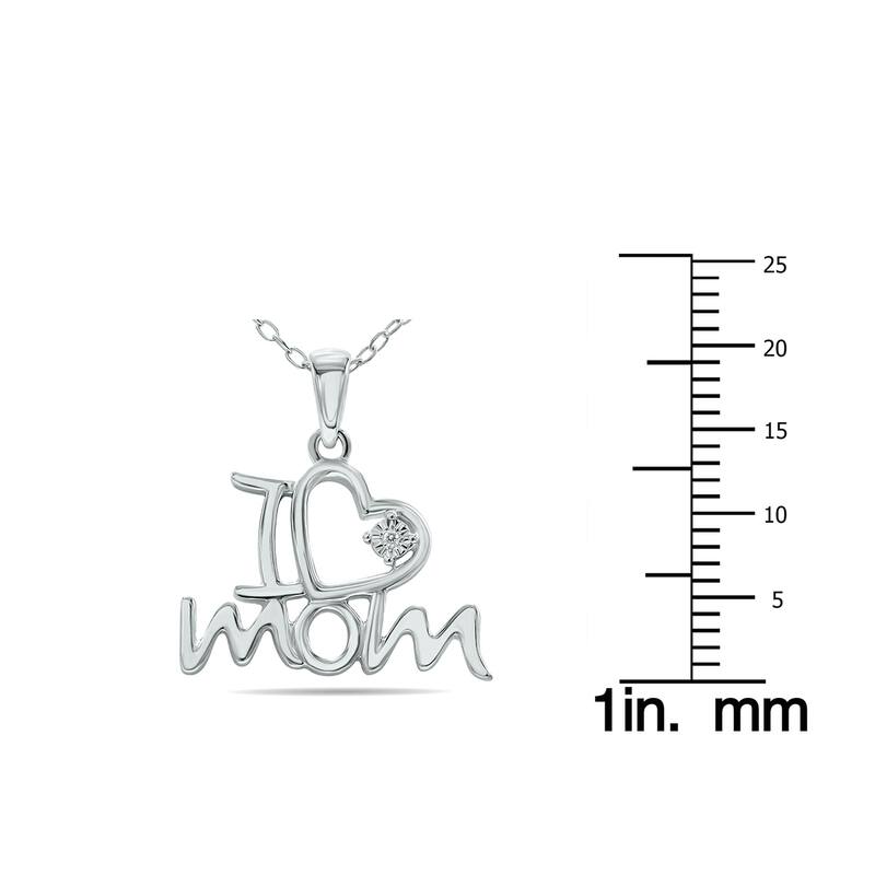 Marquee Diamond Mom Heart Necklace in .925 Sterling Silver