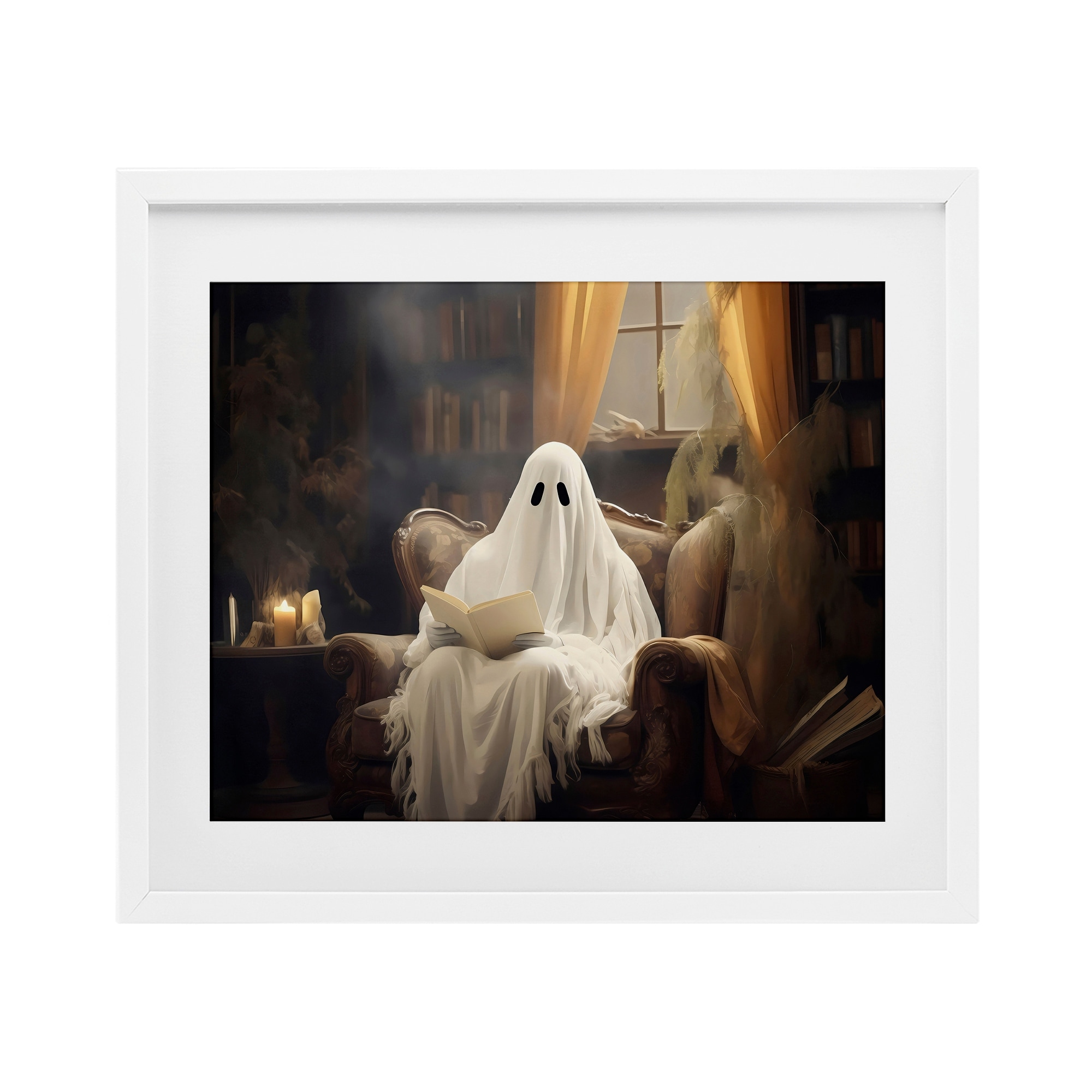 Stupell Peaceful Reading Ghost Under Glass Framed Design By LSR Design Studio