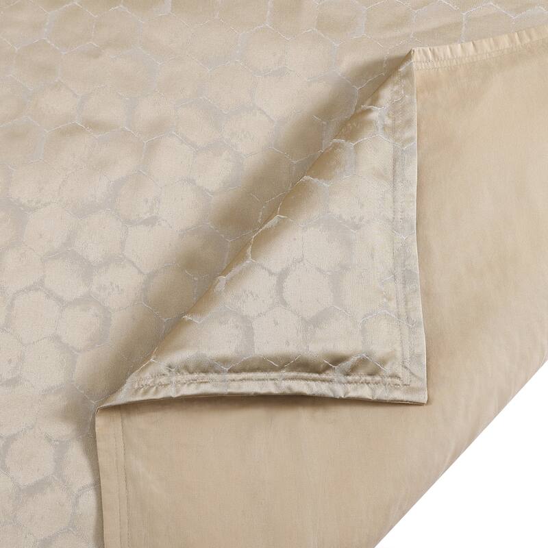 HiEnd Accents Honeycomb Light Gold Metallic Jacquard Comforter Set, 3PC