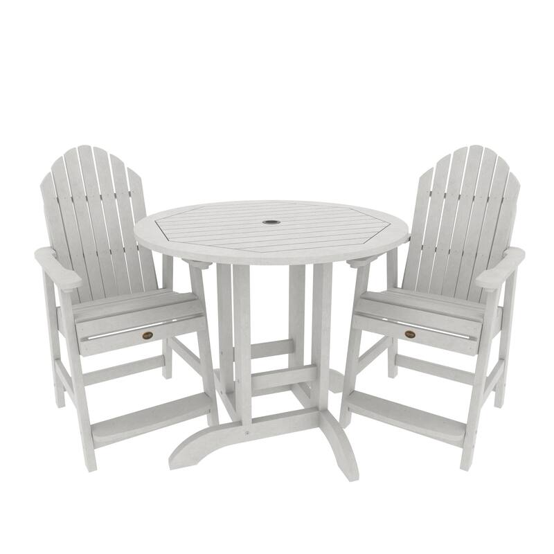 Highwood Commercial 3-Piece Adirondack 36" Bistro Counter Height Dining Set - White