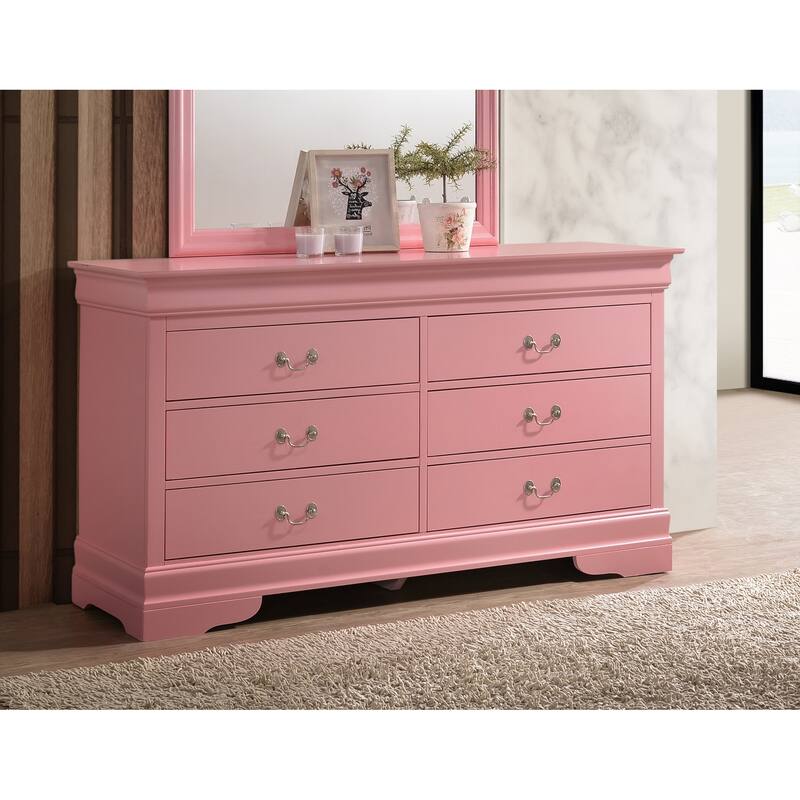Glory Furniture Louis Phillipe Dresser - Pink