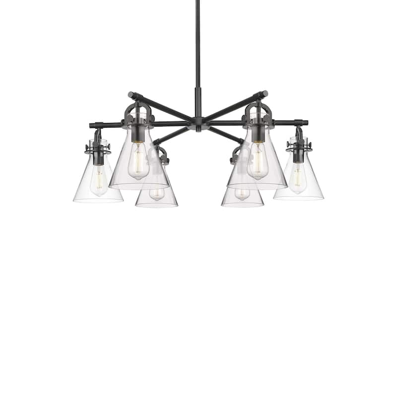 Innovations Lighting 410-6CR-16-26 Newton Cone Chandelier Newton Cone - Matte Black / Clear
